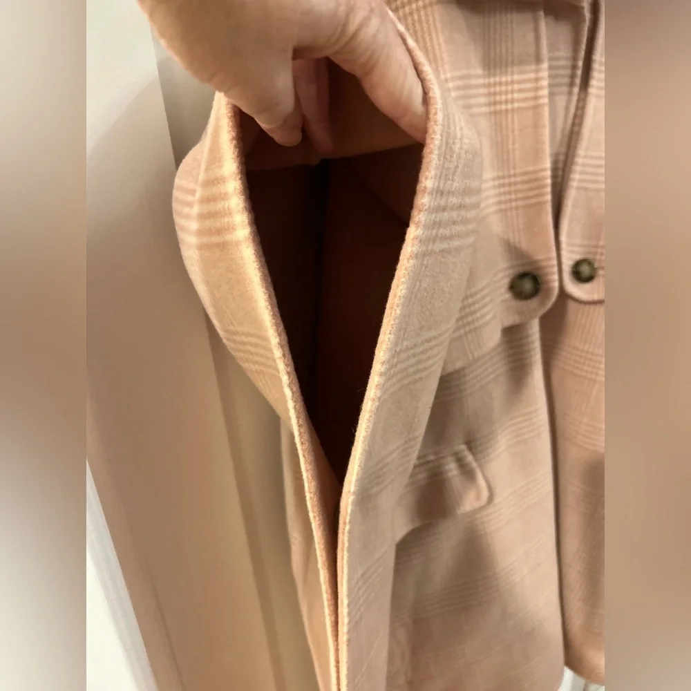 Sezane pink plaid Devan Cape - Picture 3 of 8